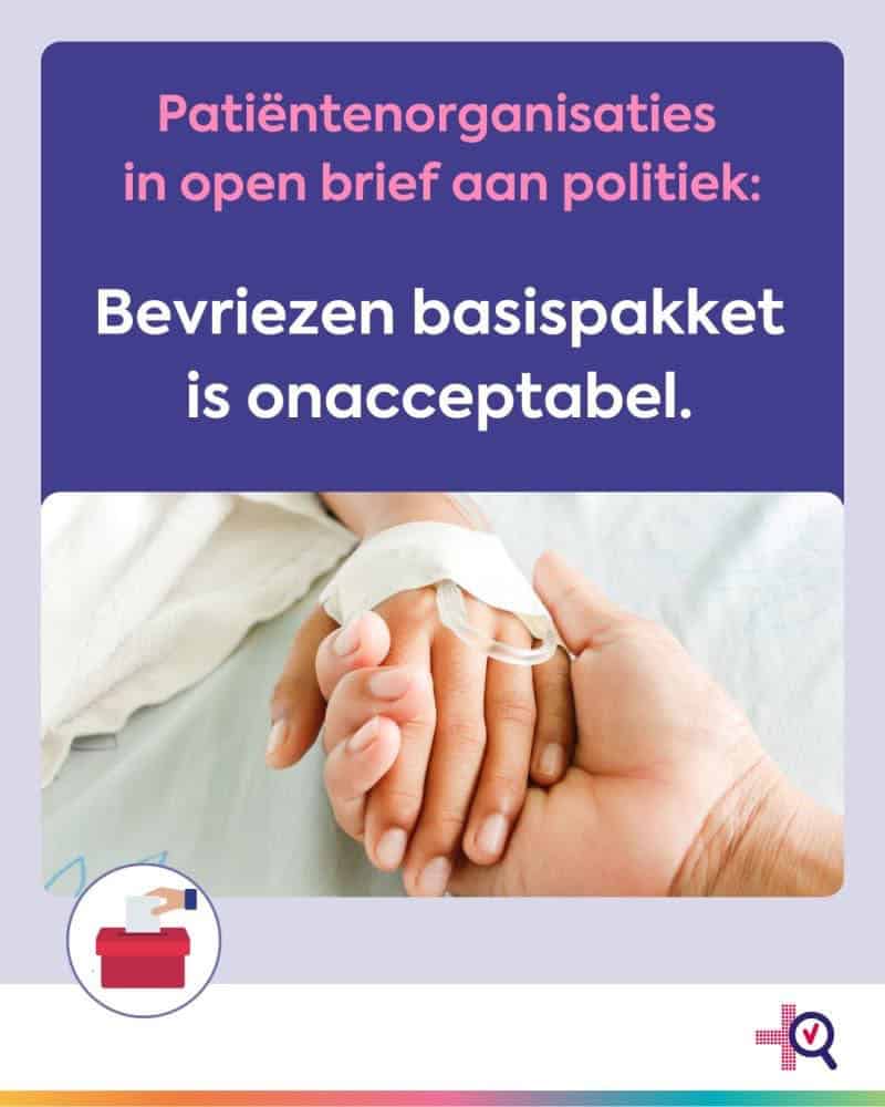 Patiëntenorganisaties waarschuwen voor bevriezen basispakket